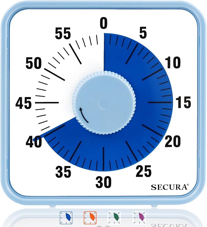 Secura 60-Minute Visual Countdown Timer, 7.5-Inch Oversize Classroom Visual by Secura