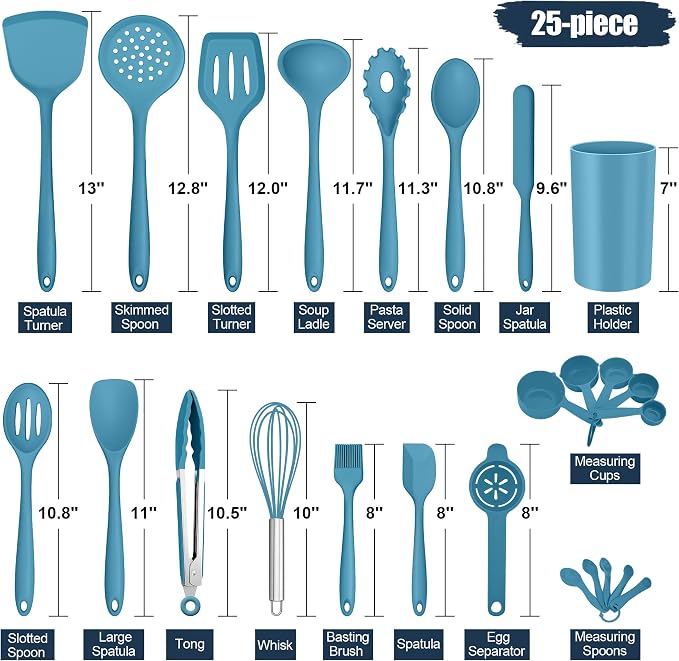 E-far Silicone Cooking Utensils Set, 25 Piece Kitchen Utensils - Image 2