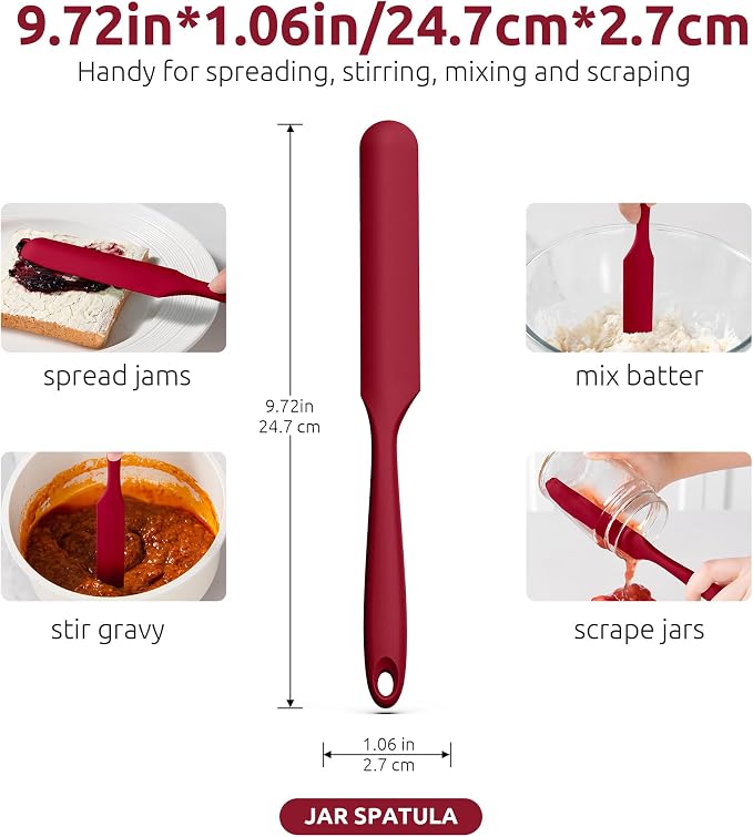 U-Taste Skinny Silicone Jar Spatula: 600ºF Heat-Resistant Food-Grade 10in Long - Image 2