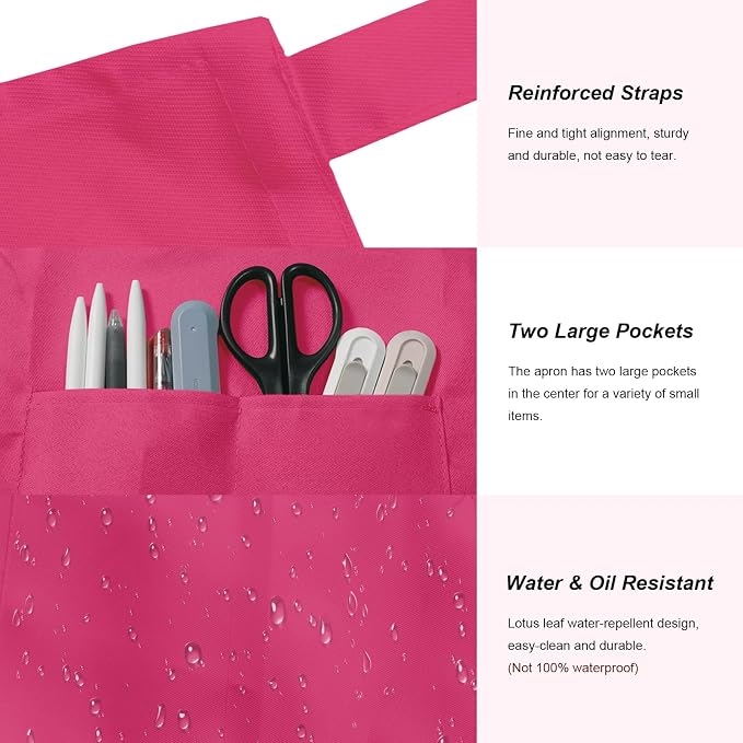 15 Pcs Adult Aprons Bulk with Pockets Adjustable Bib Chef Apron - Image 3