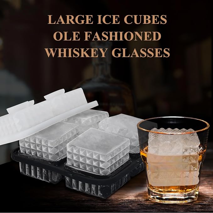 2-Inch Whiskey Ice Cubes Mold, 2 Pack Silicone Ice Cube Trays - Image 6