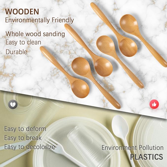 6 PCS Wooden Spoons for Honey, 6.7 inch Small Wooden Spoons - Image 4