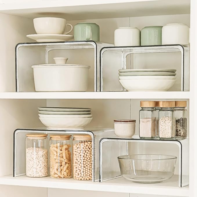 Clear Spice Rack Shelves, Pantry Organizers and Storage Set of 4, Display Shelf - Image 2