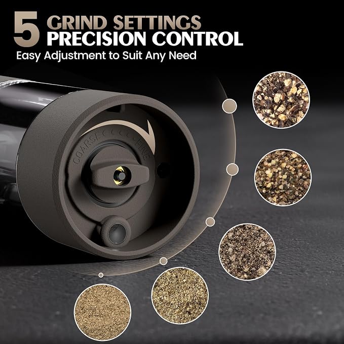 Electric Salt and Pepper Grinder Set Automatic Adjustable Coarseness Pepper - Image 2