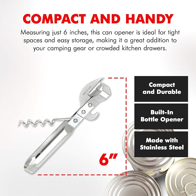 Chef Craft Select 3-in-1 Can Opener, 6 inches in length, Stainless Steel - Image 4