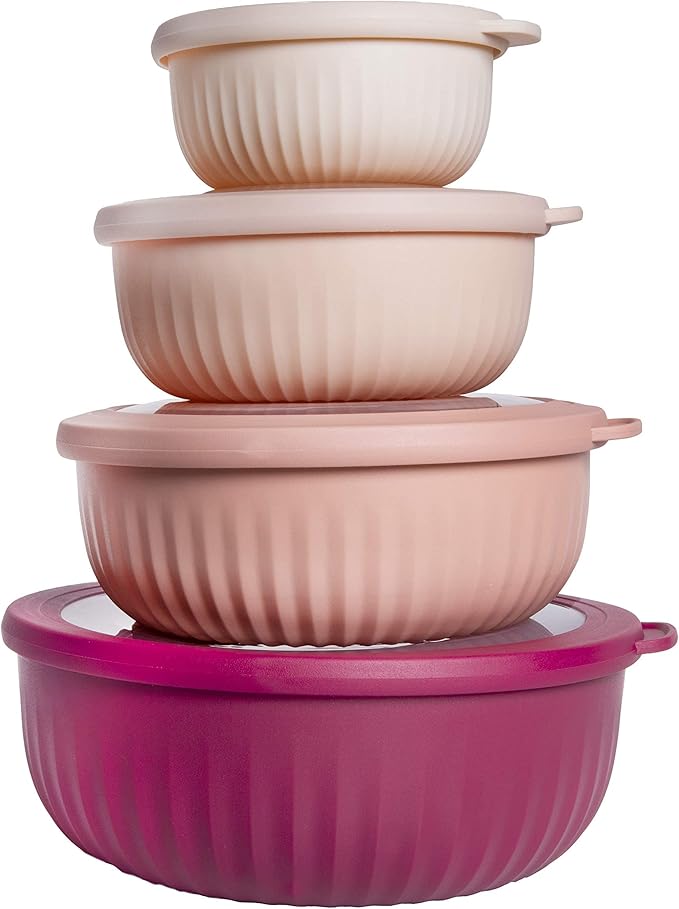 COOK WITH COLOR Prep Bowls with Lids- Wide and Deep Nesting Plastic Small by CookwithColor