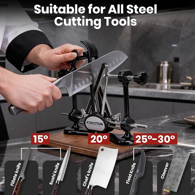 Premium Knife Sharpener with Wooden Base Ideal - Image 6