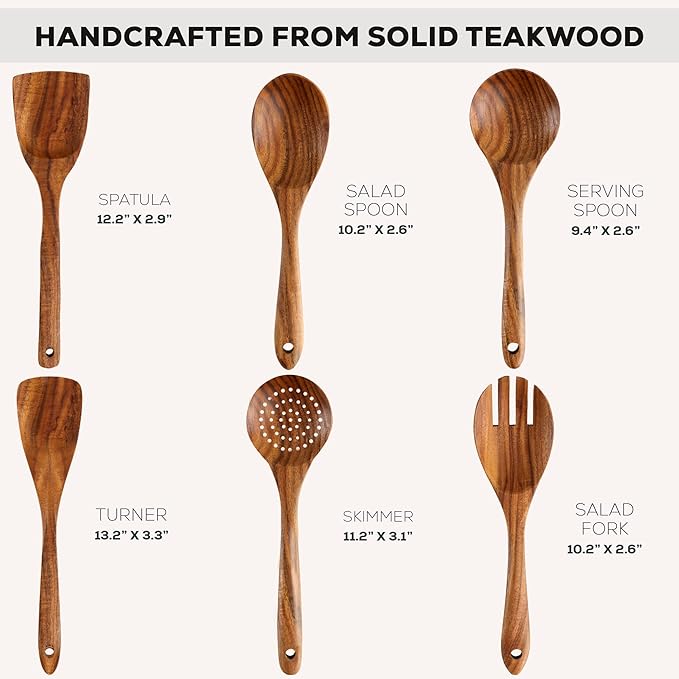 Zulay Kitchen 6 Piece Wooden Spoons - Image 3
