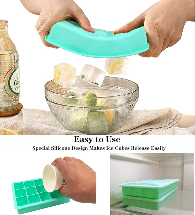 2 Pack Silicone Ice Cube Trays, Easy Release Flexible-15 Cubes Ice Cube Molds - Image 4