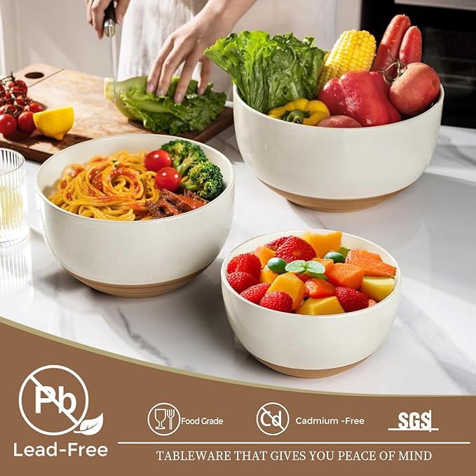 AmorArc Ceramic Mixing Bowls|Nesting Bowls Set of 3 - Image 3