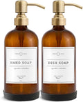 Vine Creations Amber Glass Soap Dispenser, 2 Pack Kitchen Soap Dispenser Set by VineCreations