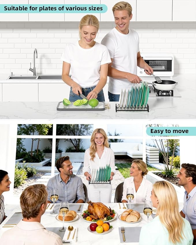 Plate Organizer for Cabinet, Kitchen Dish Rack Organizer for Cabinet Countertop - Image 5
