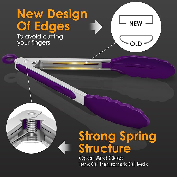 HOTEC Premium Stainless Steel Locking Kitchen Tongs - Image 4