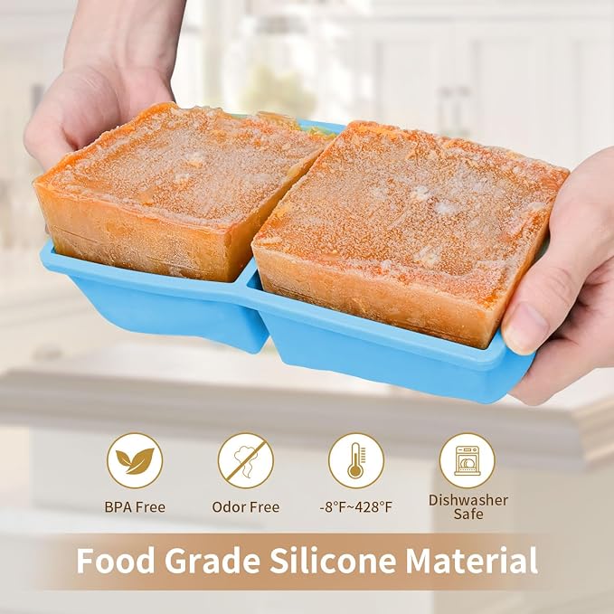 Silicone Freezer Tray for Soup Ice Cubes: 2-Cup Freezing Tray - Image 2