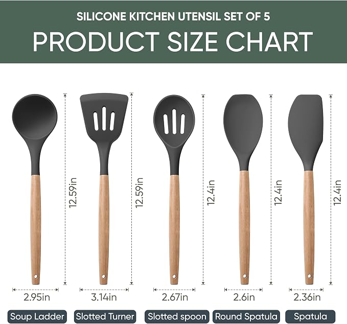 Herogo 5-Piece Cooking Utensils Set, Silicone Kitchen Utensils Set - Image 2