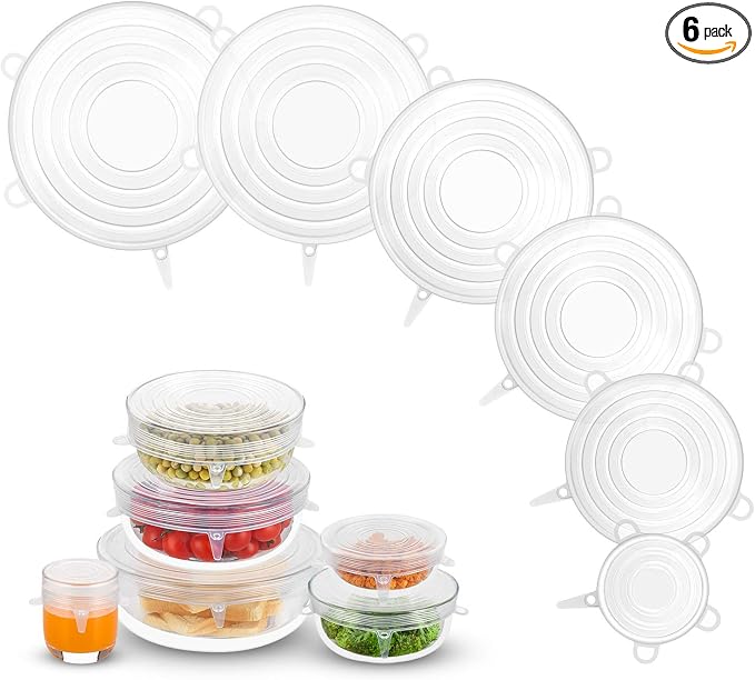 Silicone Stretch Lids, Zero Waste Reusable Silicon Container Lid Covers by DAILYKISN