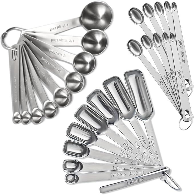 28 Pcs Stainless Steel Measuring Spoons Set by YUNNKEEY