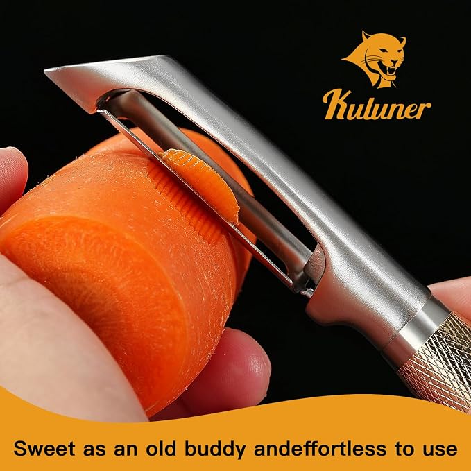 KULUNER Luxury I-Type Vegetable Peeler – 24K Gold Plated Handle, 304 Stainless - Image 2