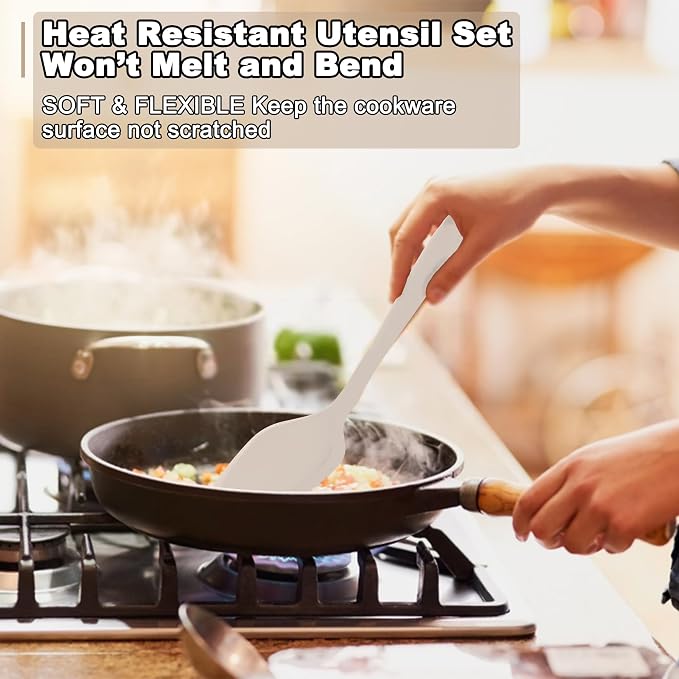 E-far 10 Pieces Silicone Cooking Utensils Set, Heat Resistant Kitchen Utensil - Image 5