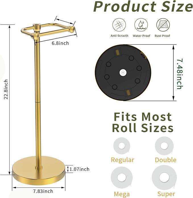 Toilet Paper Holder Stand, Modern Bathroom Free Standing Toilet Paper Roll - Image 7