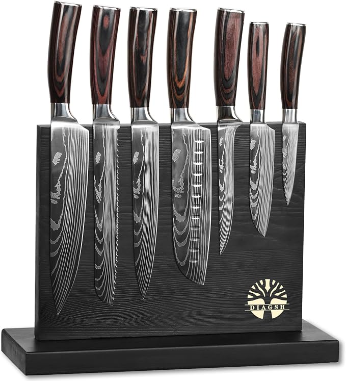 7-Piece Kitchen Knife Set with Magnetic Block by Diagsh