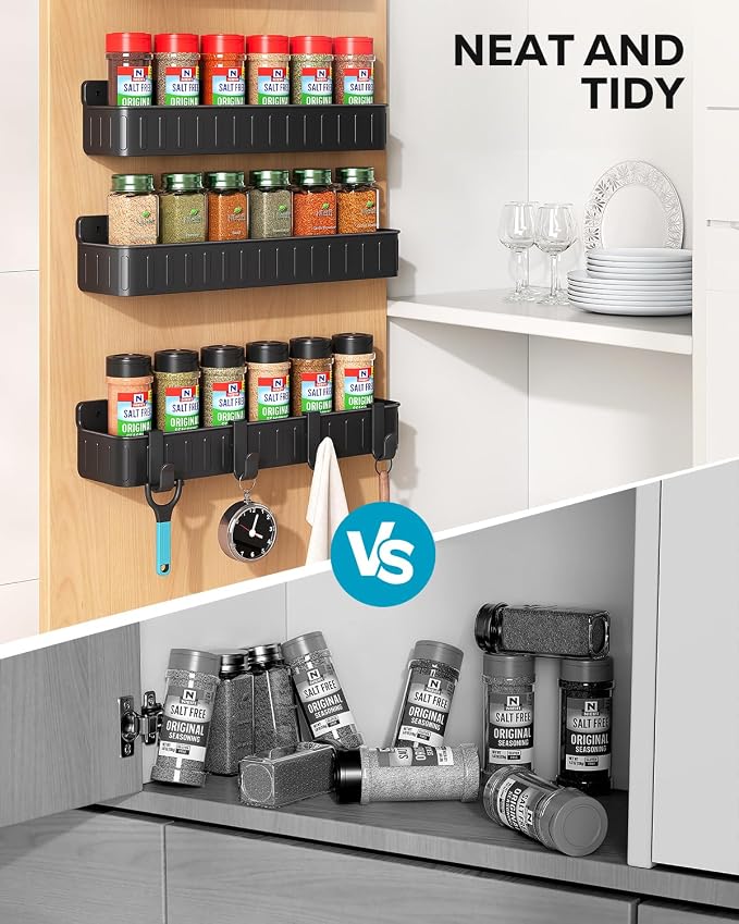 Nieifi Spice Rack Wall Mount, 4 Pack, Screw or Adhesive Installation, Spice - Image 3