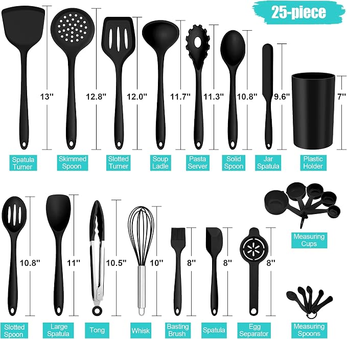 E-far Silicone Cooking Utensils Set, 25 Piece Kitchen Utensils - Image 2