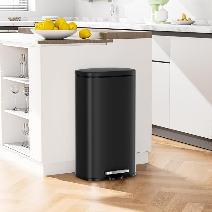 Arlopu 8 Gallon Step Trash Can, Stainless Steel Garbage Bin, Soft-Close Rubbish - Image 9