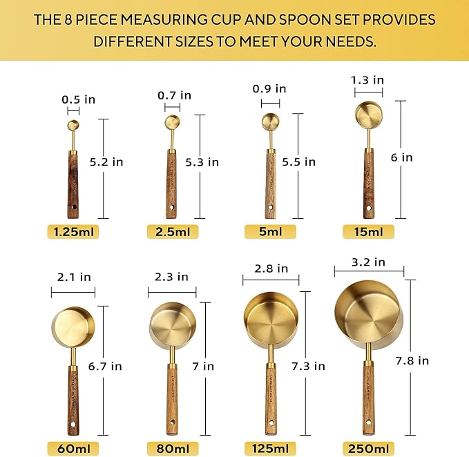 Measuring Cups and Spoons Set of 8, Kitchen/Food/Liquid/Baking - Image 6