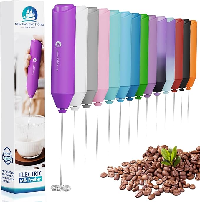 Powerful Milk Frother Handheld Foam Maker, Mini Whisk Drink Mixer by NewEnglandStories