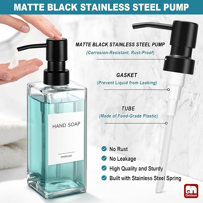 GMISUN Glass Soap Dispenser - Image 3