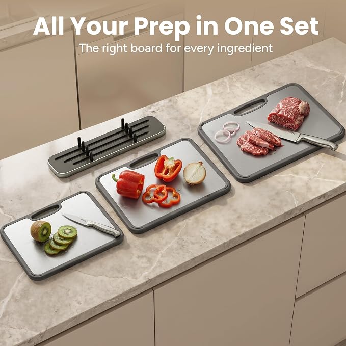 SMIRLY Titanium Cutting Board for Kitchen, Double Sided Chopping Board Set - Image 7