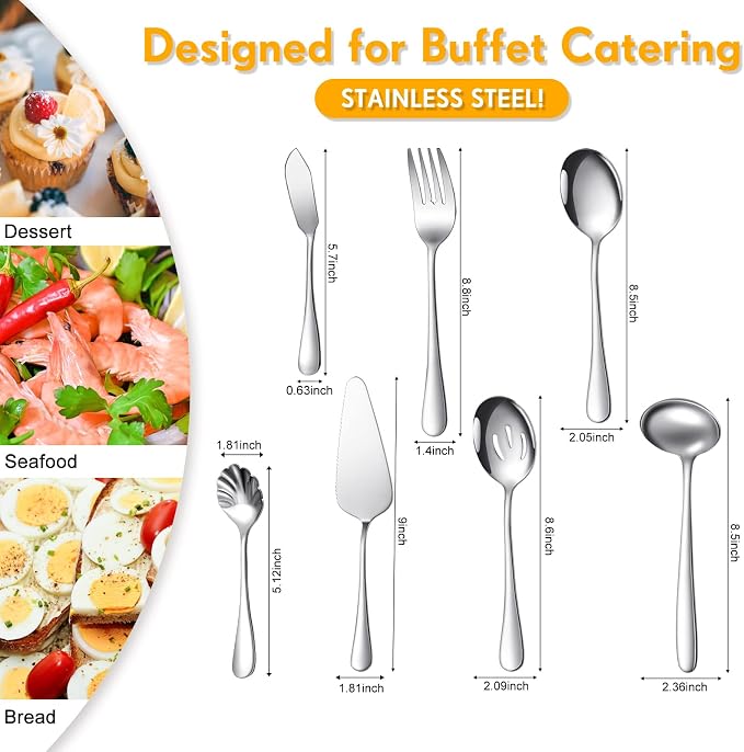 Patelai Serving Utensils Set Include Stainless Steel Large Spoons Slotted - Image 2