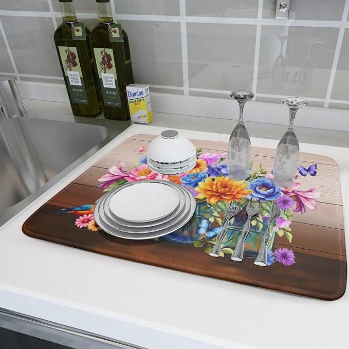 Spring Summer Flowers Dish Drying Mat - Image 6