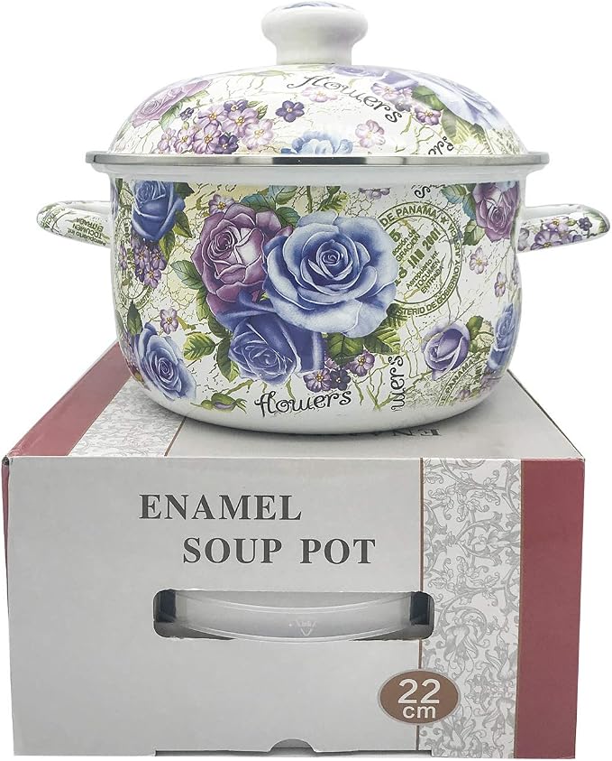 Flower Enamel on Steel Stock Pot/Stockpot - Image 5