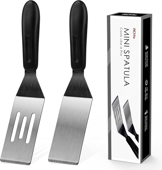 Small Spatula Professional Mini Serving Spatula, 2 Pieces Stainless Steel Metal by RCMo