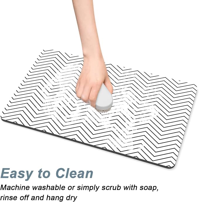 Rnivvi Coffee Mat, Hide Stain Rubber Backed Absorbent Dish Drying Pad - Image 5