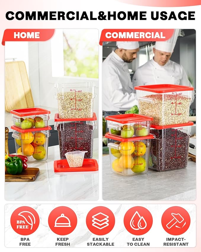6QT Clear Food Storage Containers: 6 PCS NSF Food Storage Containers - Image 5
