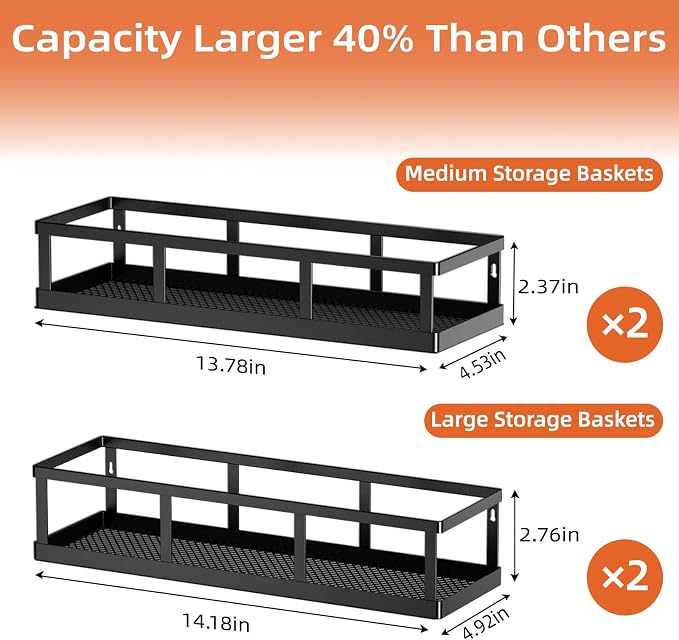 Spice Rack Wall Mounted, 4 Pack Pantry Door Organizer & Hanging Storage Baskets - Image 4