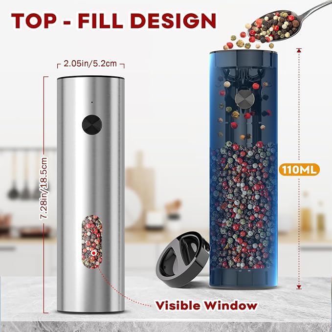 Electric Salt and Pepper Grinder Set: Automatic Rechargeable Salt and Pepper - Image 2