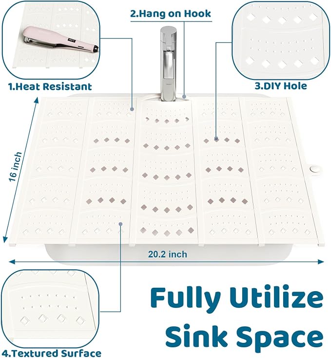 Bathroom Sink Cover for Counter Space, Foldable Silicone Sink Mat Makeup - Image 4