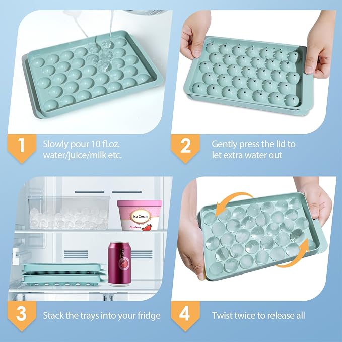 WIBIMEN Ice Cube Tray with Lid and Bin - Image 4
