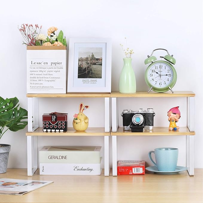 NEX Bamboo Kitchen Cabinet and Counter Shelf Organizer, Stackable & Expandable - Image 2