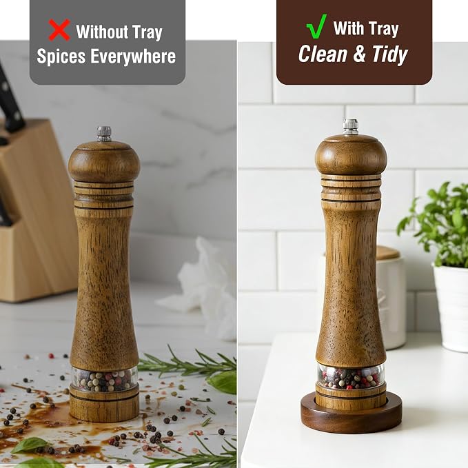 Wood Salt and Pepper Grinder, Salt Grinder and Pepper Mill, Oak Wood Shakers - Image 2