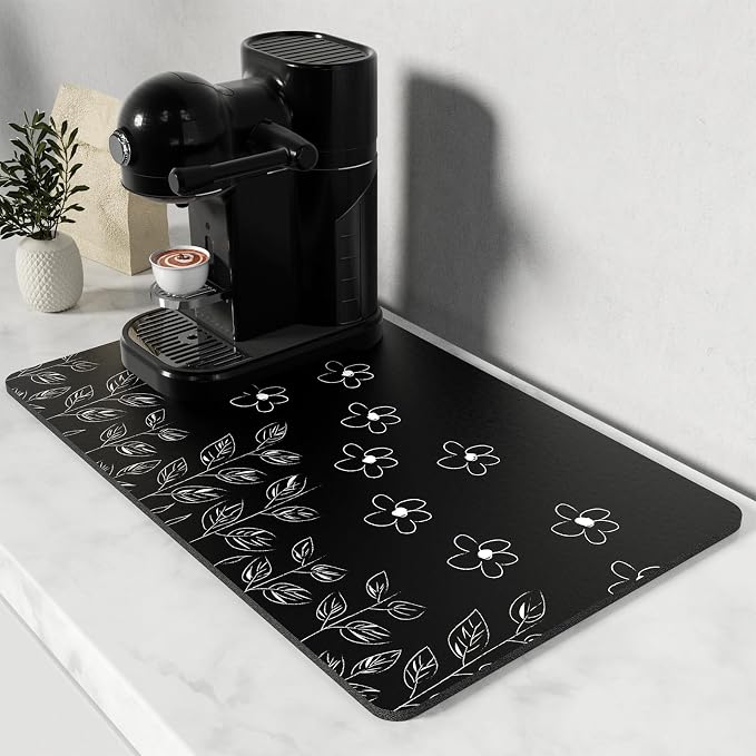 Rnivvi Coffee Mat, Hide Stain Rubber Backed Absorbent Dish Drying Pad by Rnivvi