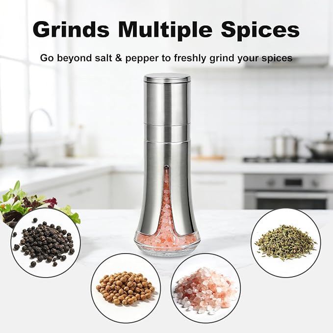 Aelga Salt Grinder with Silicone Funnel - 4oz Glass Manual Mills with - Image 6