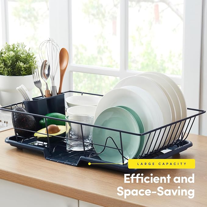 Sweet Home Collection Space-Saving 3-Piece Dish Drainer Rack Set: Efficient - Image 3