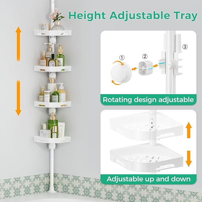 shuang qing 4-Tier Corner Shower Caddy Tension Pole Organizer - Image 3