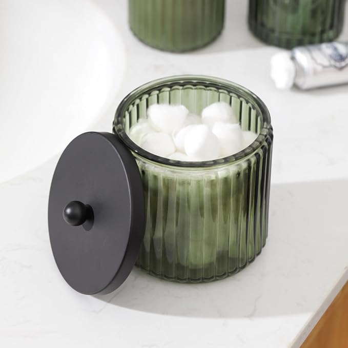 KMwares 2-Pack Glass Qtip Holder Dispenser Set - Image 2