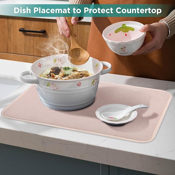 GeeRic Microfiber Dish Drying Mat Happy New Year, Super Absorbent Kitchen Dish - Image 7